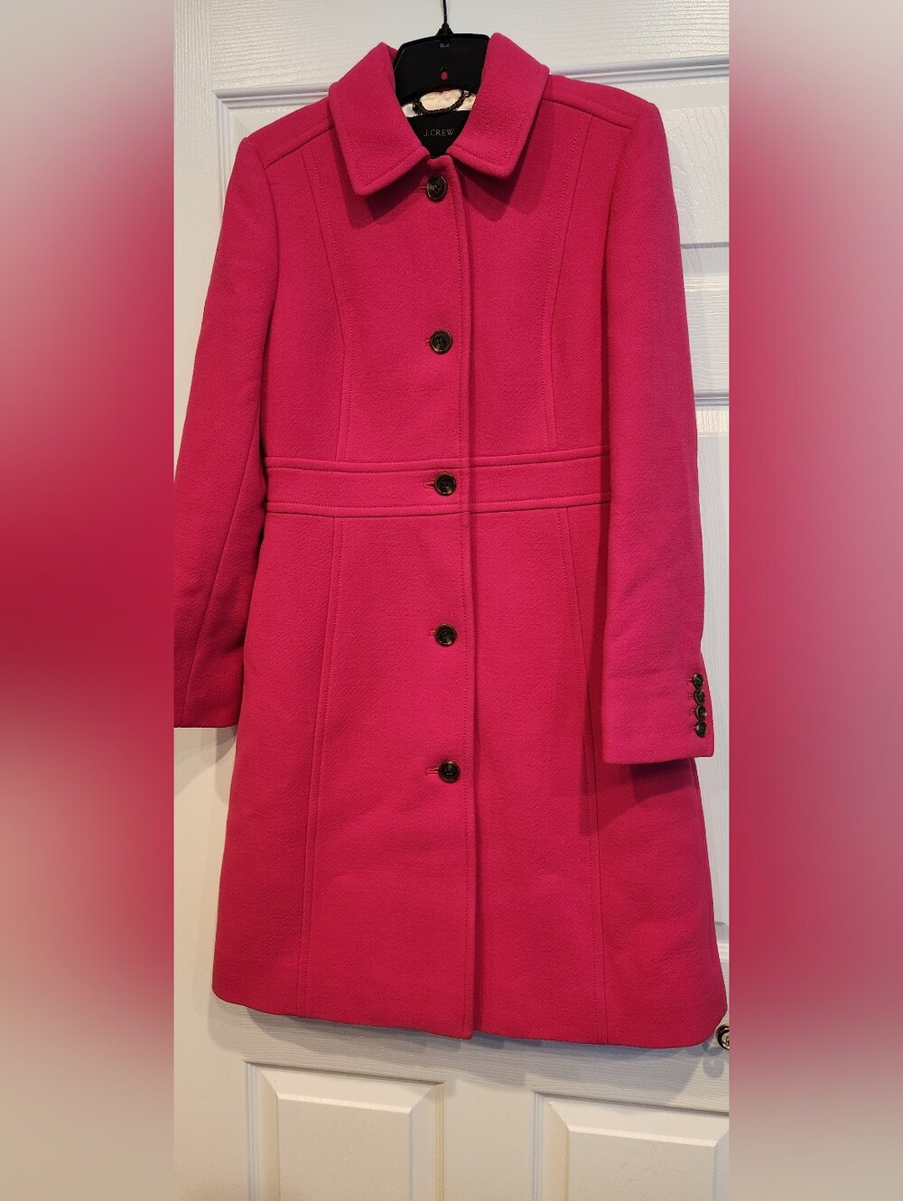 J.Crew Women’s Hot Pink Italian Double Cloth Wool Thinsulate Coat EUC Sz4